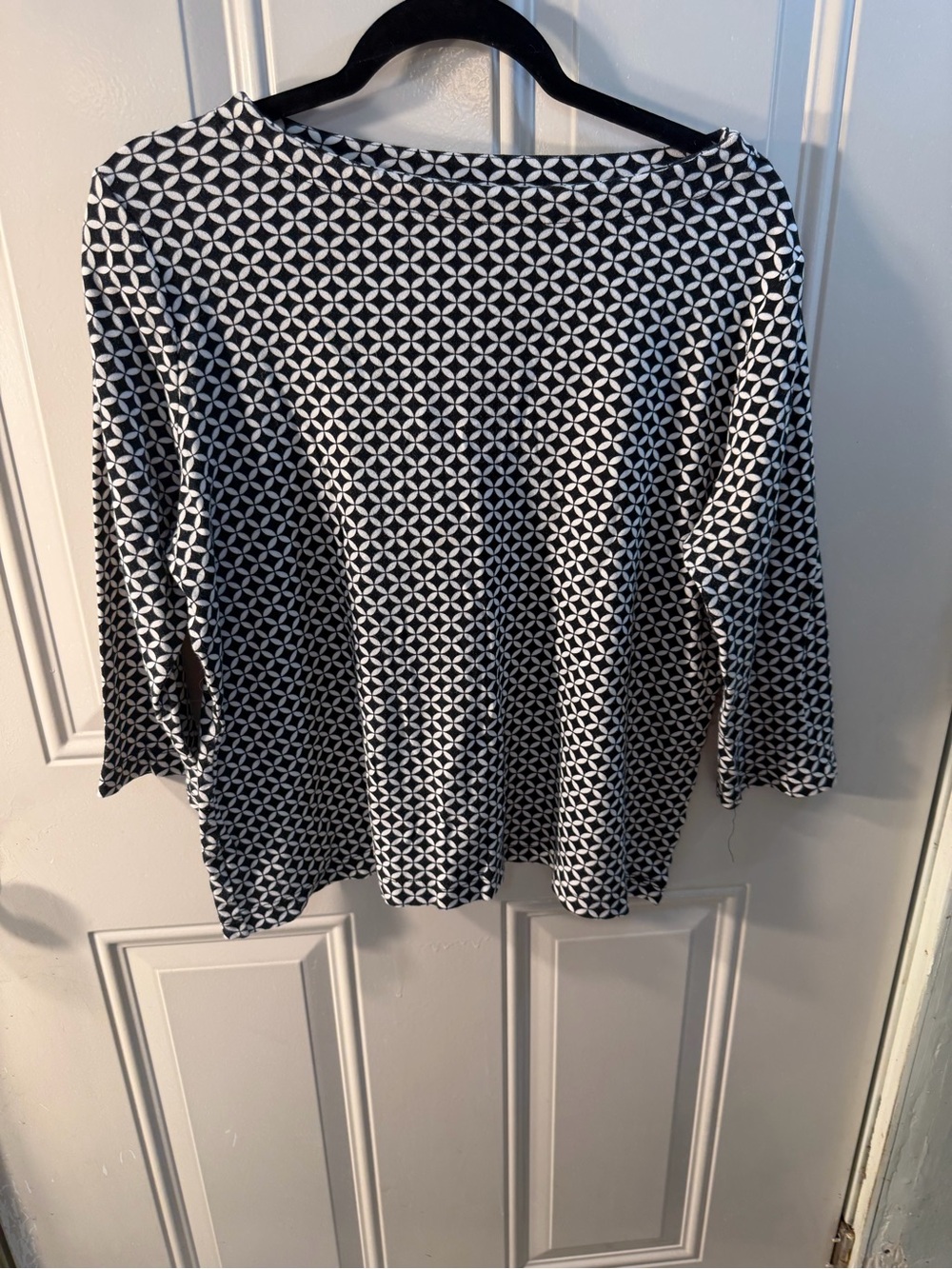 croft & barrow Black and White striped cotton Geometric boatneck